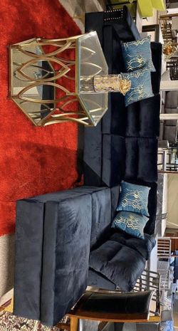 Vogue Black Velvet Sectional / couch /Living room set