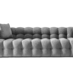 Marsi 87 in. Square Arm 3-Seater Sofa in Gray