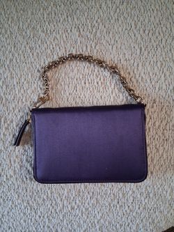 Ann Taylor Purple Satin/ Patent Leather Wristlet 