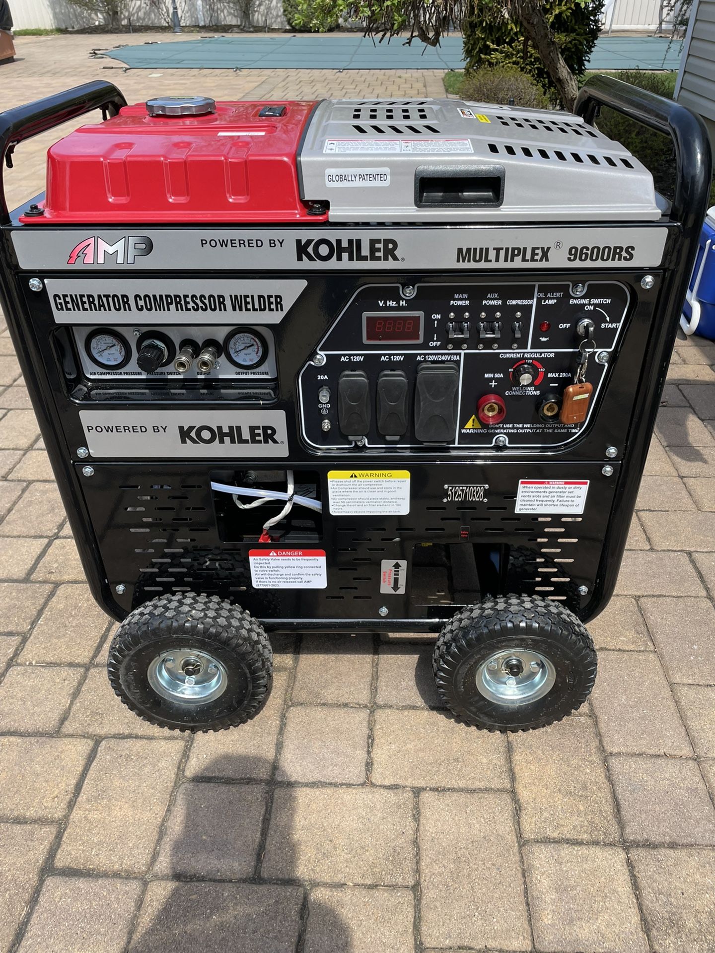 Amp Powered by Kohler Pro Combo Multiplex 9600RS Generator, Compressor, and Welder