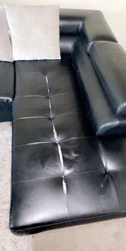 Black leather sectional