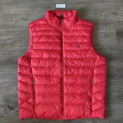 Polo Ralph Lauren Packable Quilted Puffer Vest Full Zip Red Men’s Size Large