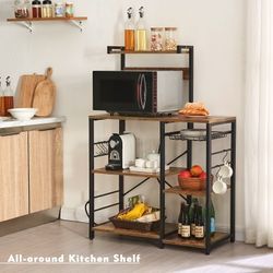 SUPERJARE Kitchen Baker’s Rack with Power Strip, 80919FC Shelf new

