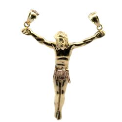 Men’s Or Woman’s 14k Two Toned Rose Yellow Gold Large 2” Inch Jesus Christ Crucifixion Crucifix Pendant For Necklace GP3127394