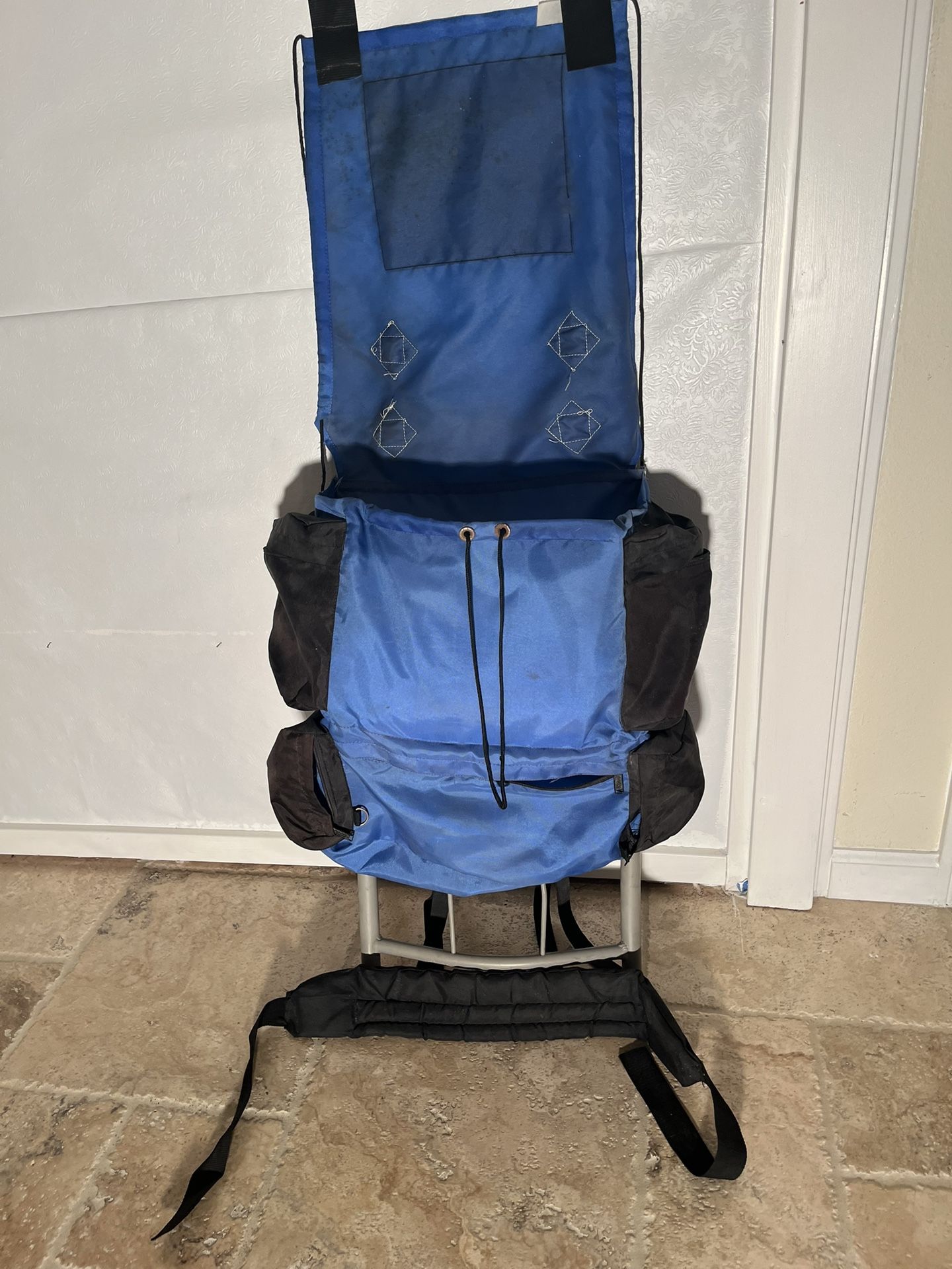 Medium Size Backpack With Frame And Top Cover. Excellent Condition.