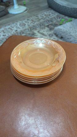 Fire king peach lustre saucers 5