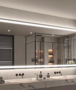 85x39” Frontlit and Backlit LED Bathroom vantiy Mirror, 3 Color Dimmable Ligl