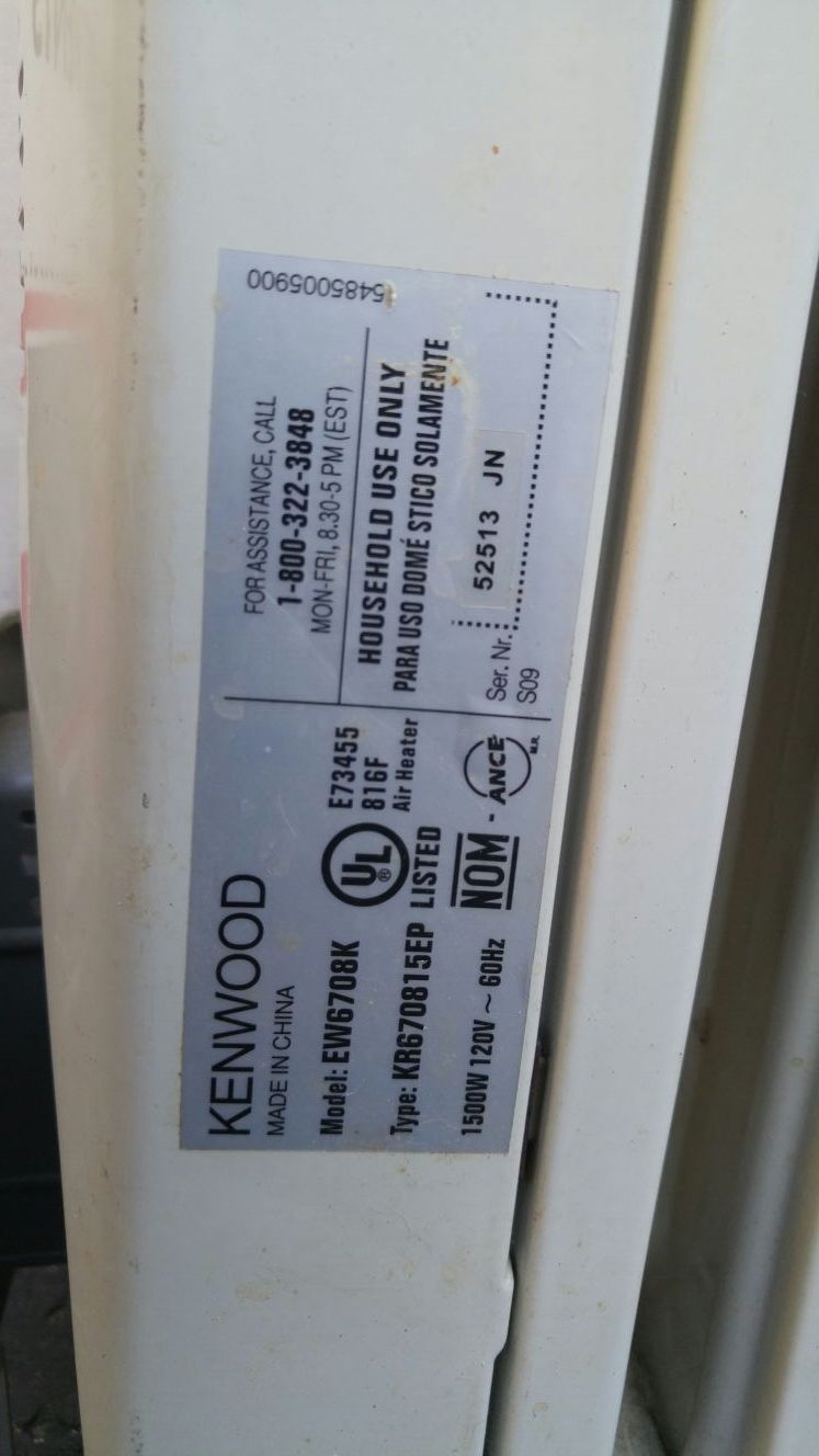 Kenwood Portable Electronic Radiator Heater EW6708K for Sale in Saint