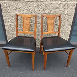 Pair of Mid-Century Modern Cane Back Dining Chairs