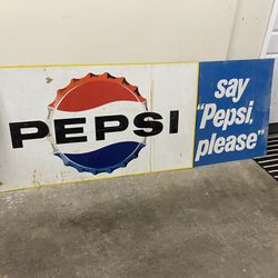 Old Original Vintage Steel Pepsi Sign