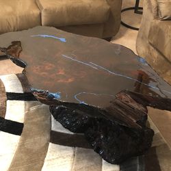 Live aged Vintage redwood Burl coffee table and stump