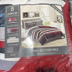 Austin Stripe/Solid Reversible 8 Pc. Comforter Set