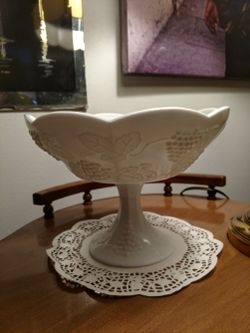 Vintage Milk Glass Pedestal Bowl