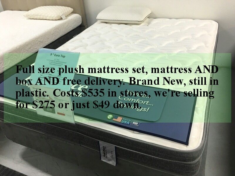 Full size Plush Mattress Set, Brand New in plastic