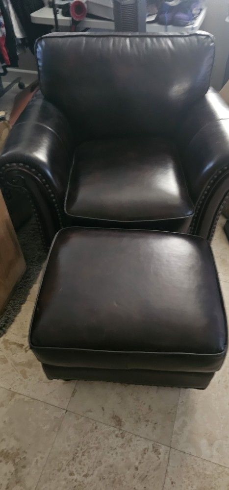 Leather Chair And Ottoman