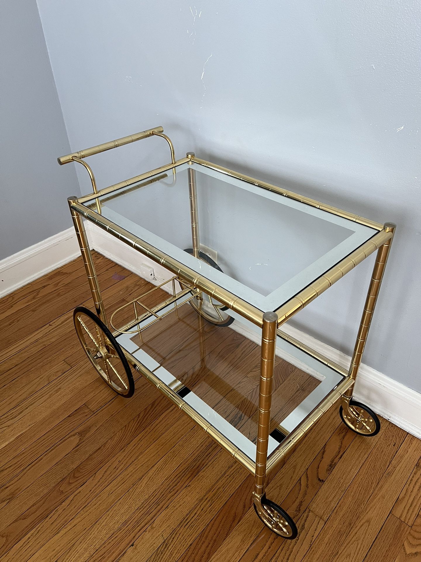 Gold And Glass Antique Bar Cart 