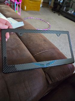 100% authentic Carbon Fiber electric blue license plate frame