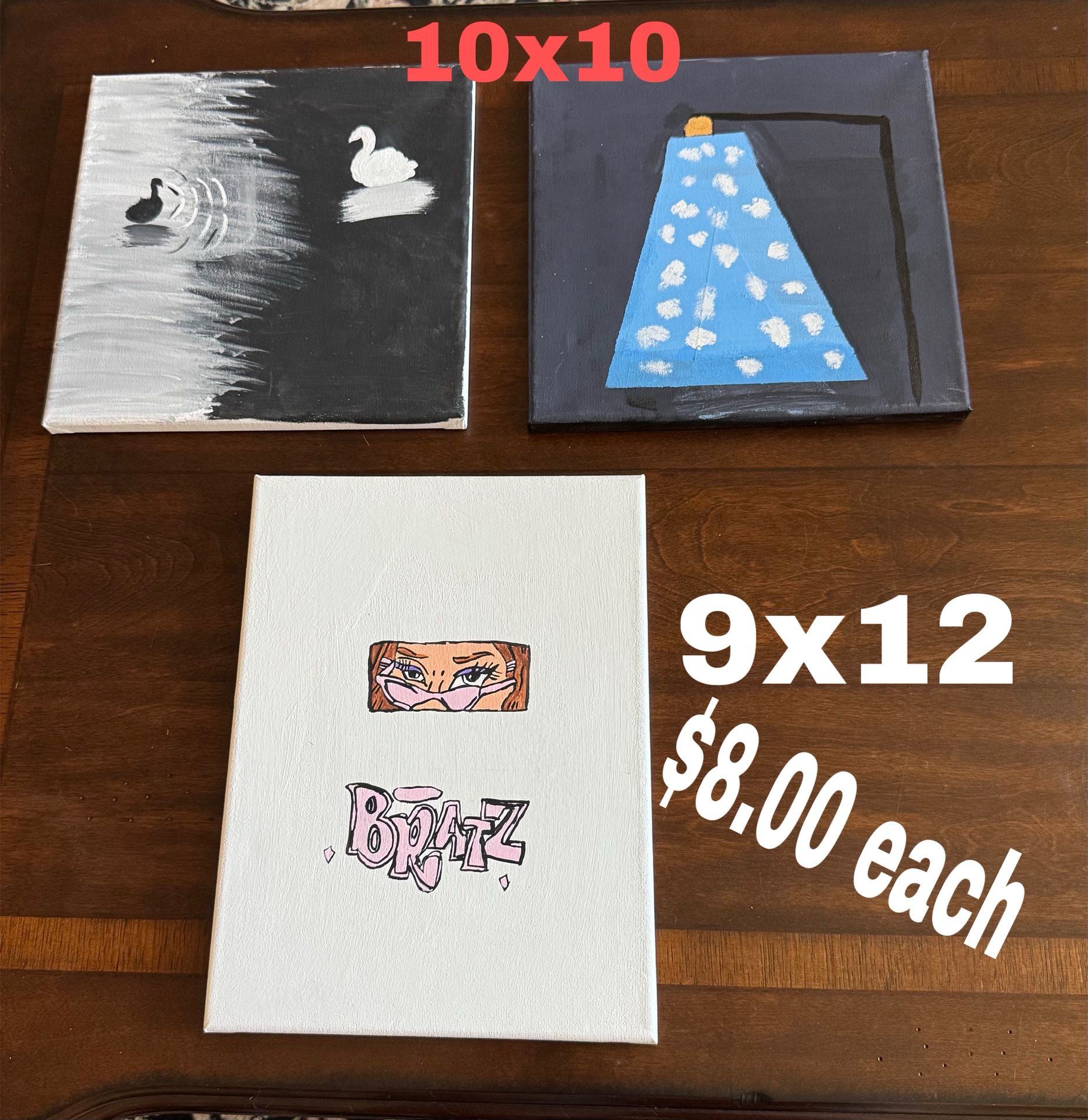 Hand-Painted Canvases for Sale (9x12 & 10x10)