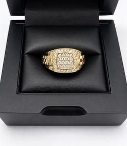 Gold Over 925 Sterling Silver 2.00CT MOISSANITE Pave Men’s Ring Size 10