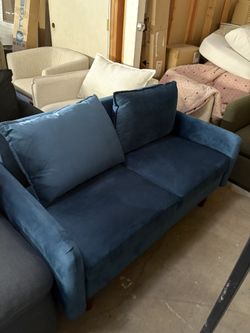 Brand new small couches blue velvet  55” x29” our price $150 we will consider a fear offer 