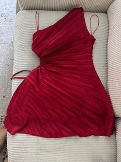 Red Pleated Mini Dress with Spaghetti Straps Size S