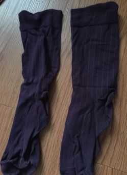 Purple grey striped dress socks