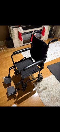 Black Transport Wheelchair with Footrests