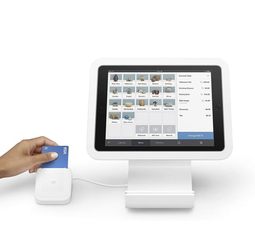 Square Stand, Card Reader, And IPad 