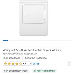 Whirlpool electric Dryer 