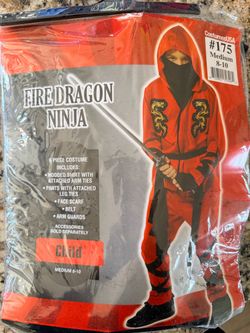 Fire Dragon Ninja Child Halloween Costume Medium 8-10