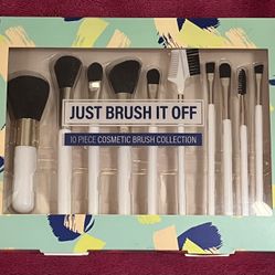 Just Brush It Off 10 Piece Cosmetic Make Up Brush Collection NEW!