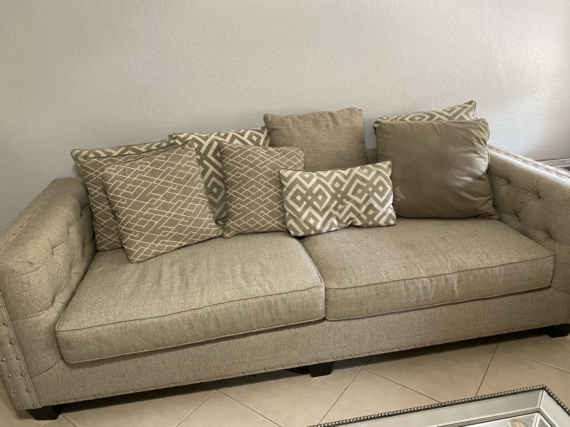 Beige/grayish couch 40x96 inches