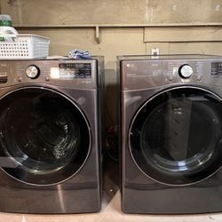 LG Front Load Washer & Dryer Set – TurboWash + Steam – Black Steel