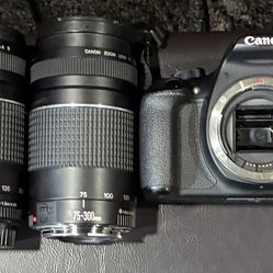 Canon T7 and T5 and Lens, Case and battery