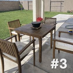  Rustic Acacia Wood Dining Set (Seats 4)