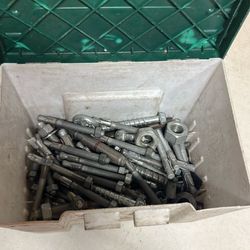 Box Of Lag Screws, Nuts, And Bolts