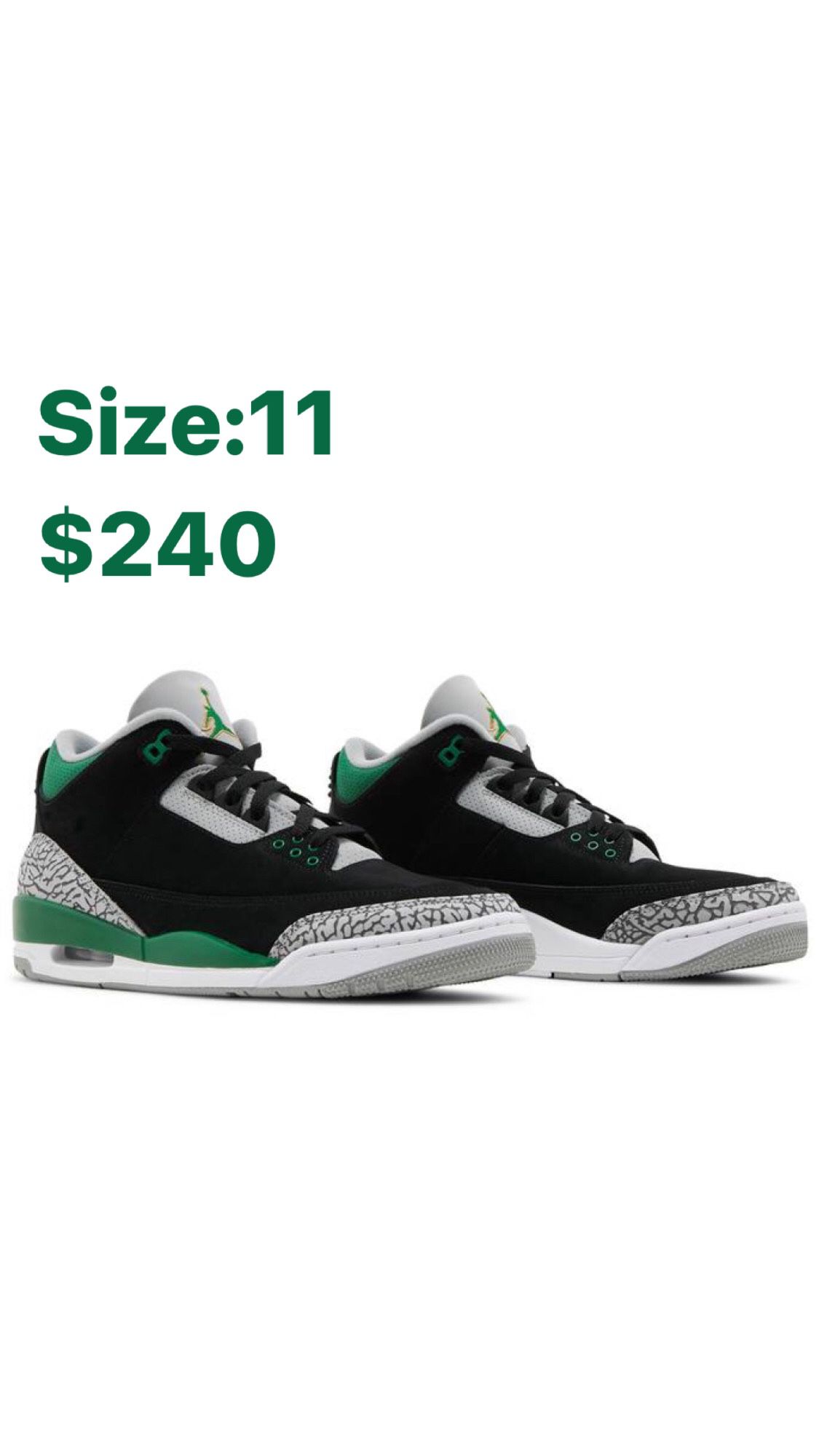 Jordan 3 Retro ‘pine Green’ Size 11