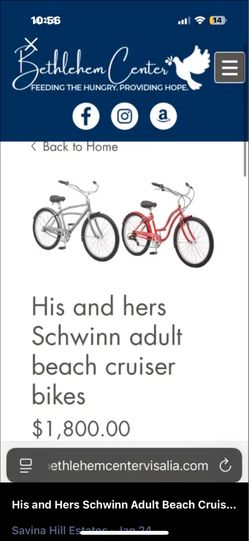 His and her schwinn retro beach cruisers
