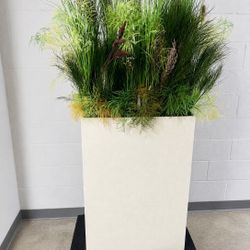 Modern decorative planter display with premium textured finish and realistic artificial greenery arr