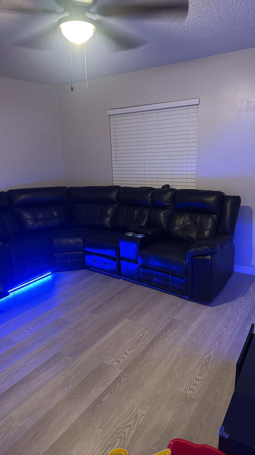 black electric sofa with lights