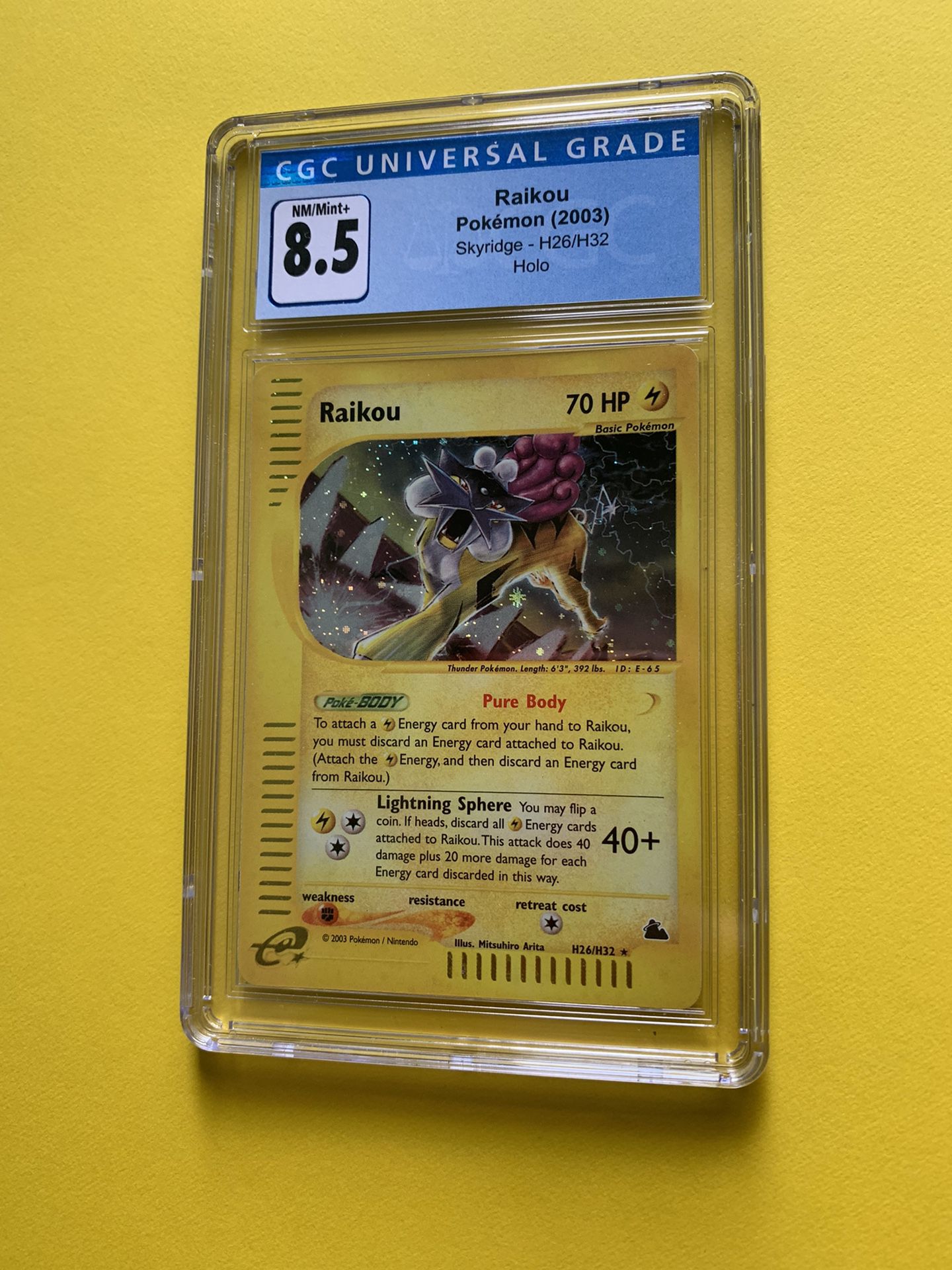 Raikou H26/H32 Skyridge holo Pokemon Card CGC 8.5 Nm/Mint+