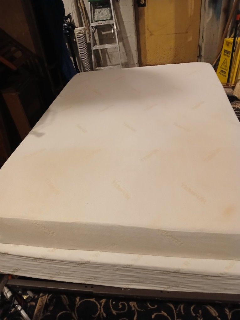 Queen Tempurpedic Mattress And Box Spring And Bed Fra.e