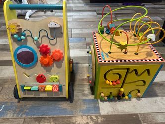 Wooden Baby & Toddler Activity Walker and Cube
