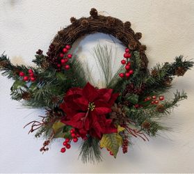Pretty Handmade Faux Christmas Wreath.  See my other items for sale.