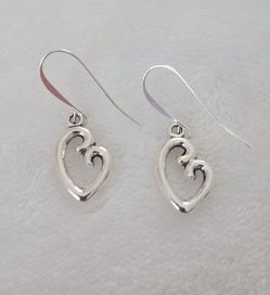 Silver-toned Open Heart Drop Earrings