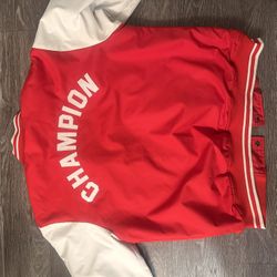 Champion Varsity Jacket – Red/White | Men’s Size Large | Classic Letterman Style 