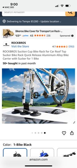 Suction cup mounted bicycle roof rack