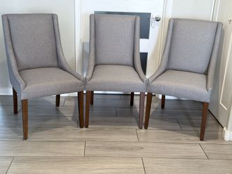 SET OF 3 CHARCOAL GRAY DINING CHAIRS ( BRAND NEW AND ASSEMBLED )