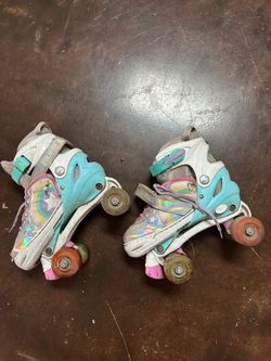 Silver Rainbow Unicirn size adjustable light up roller skates for kids