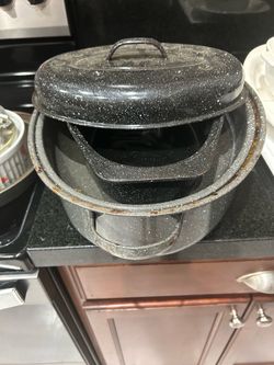 Graniteware Enamel Roaster Pot Set with Lid